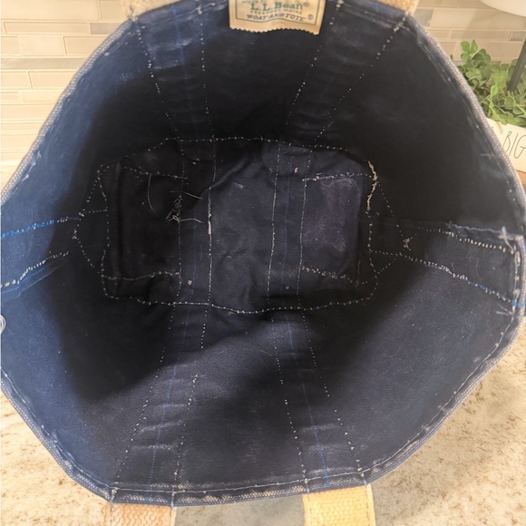 RARE Vintage LL Bean Boat & Tote Bag 80s Sawtooth Green & Navy Blue USA Rare! - Picture 8 of 9